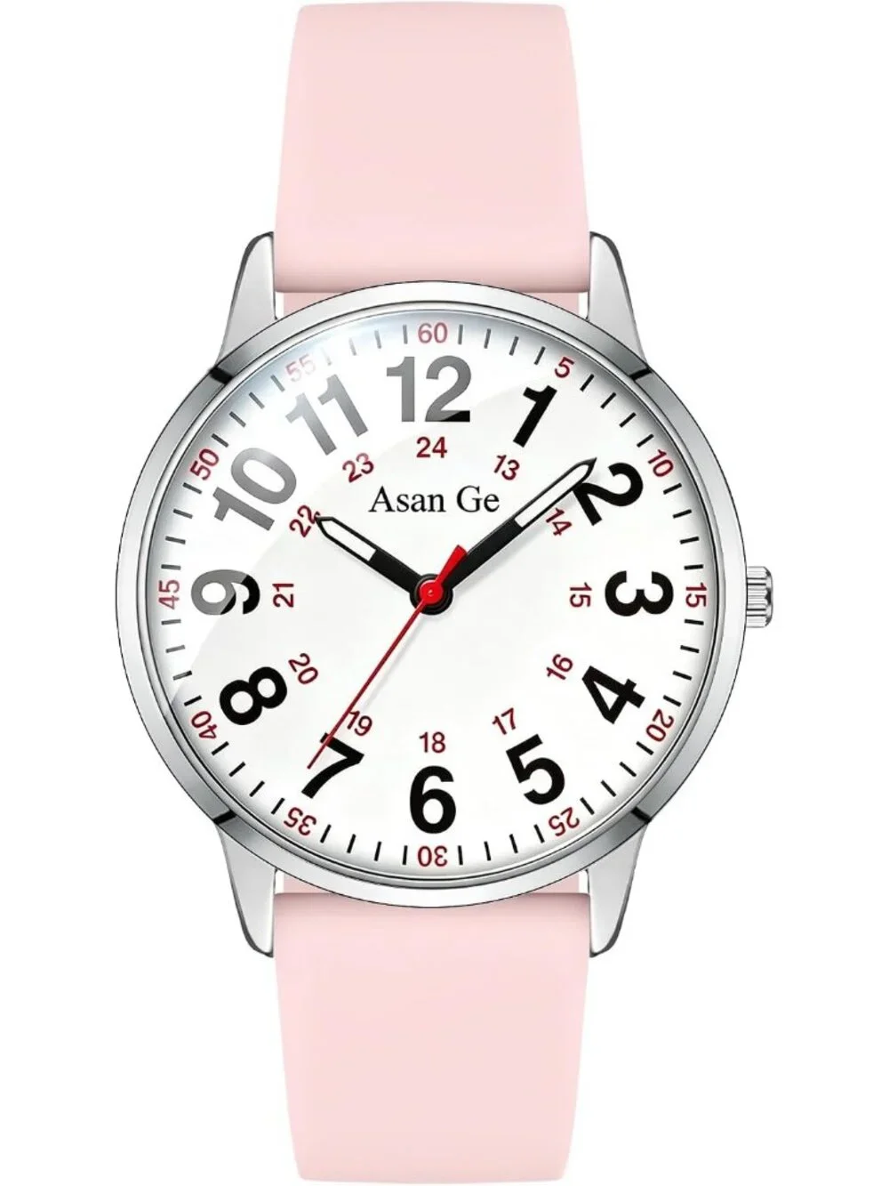 Women's Pink Silicone Strap Minimalist Waterproof Analog Fashion Wrist Watch